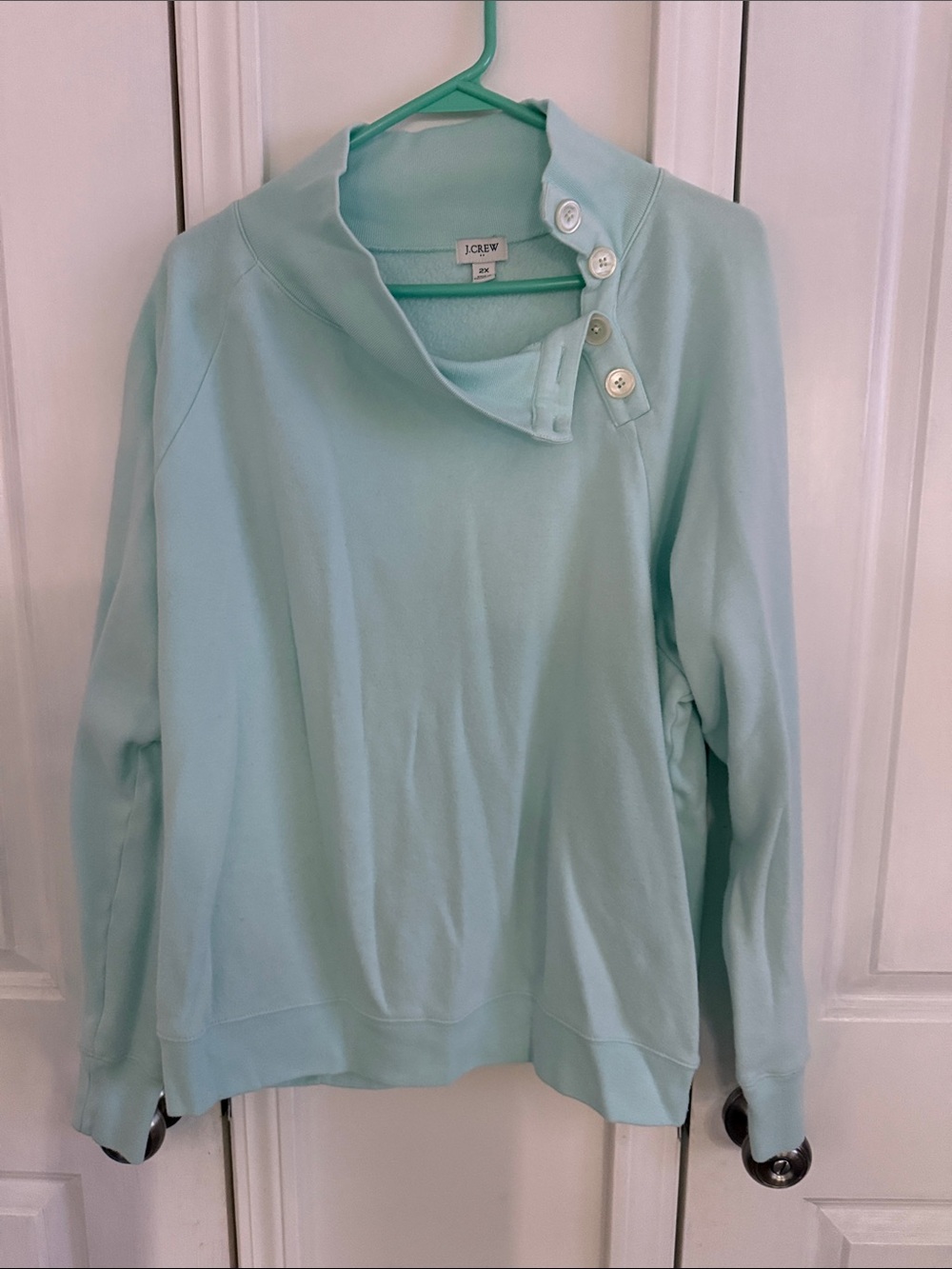 J. Crew Women's Mint Aqua Button-Accent Pullover
